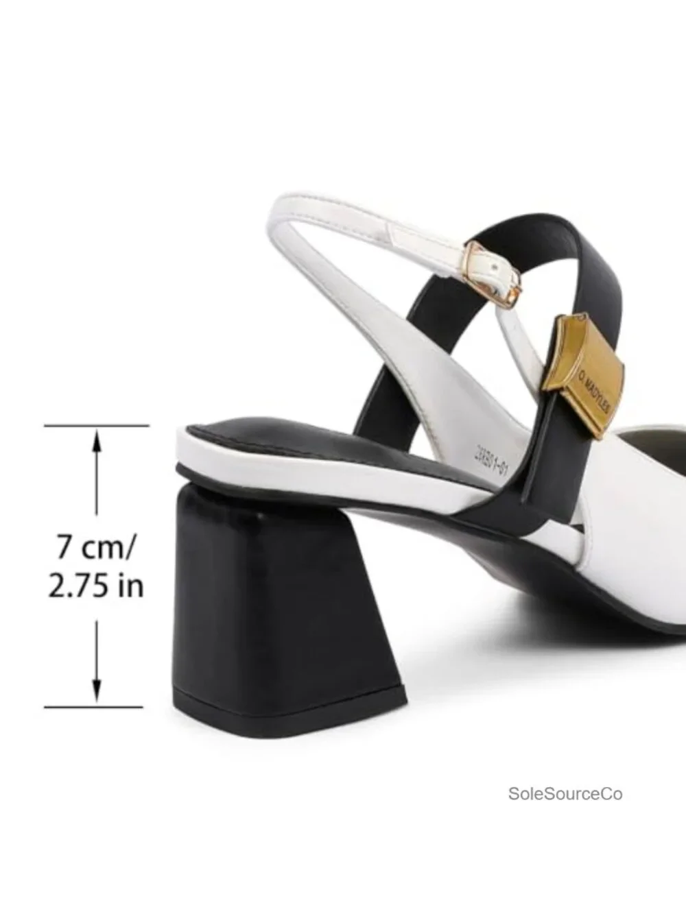 O.Madyles Women Pointed Toe Slingback Block Heels Pumps Faux Leather